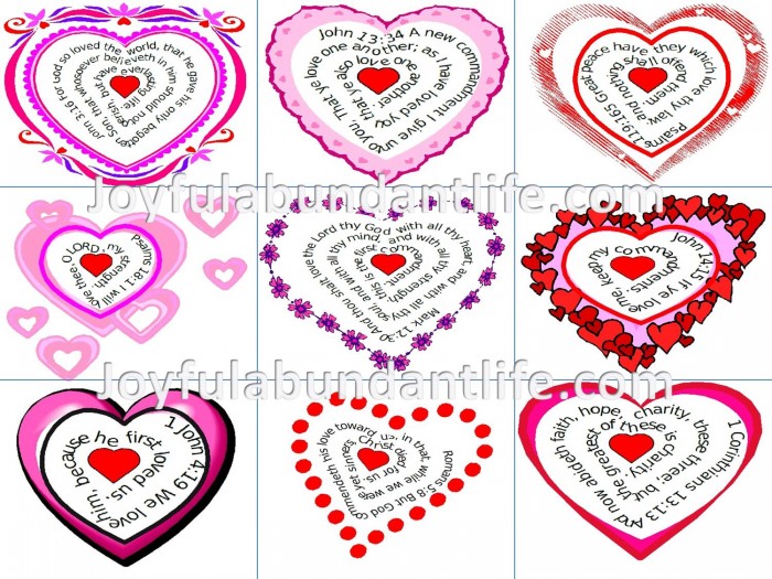 Valentines - Heart Shaped with Bible Verses to print - FREE
